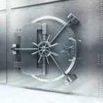 A large, locked bank vault.